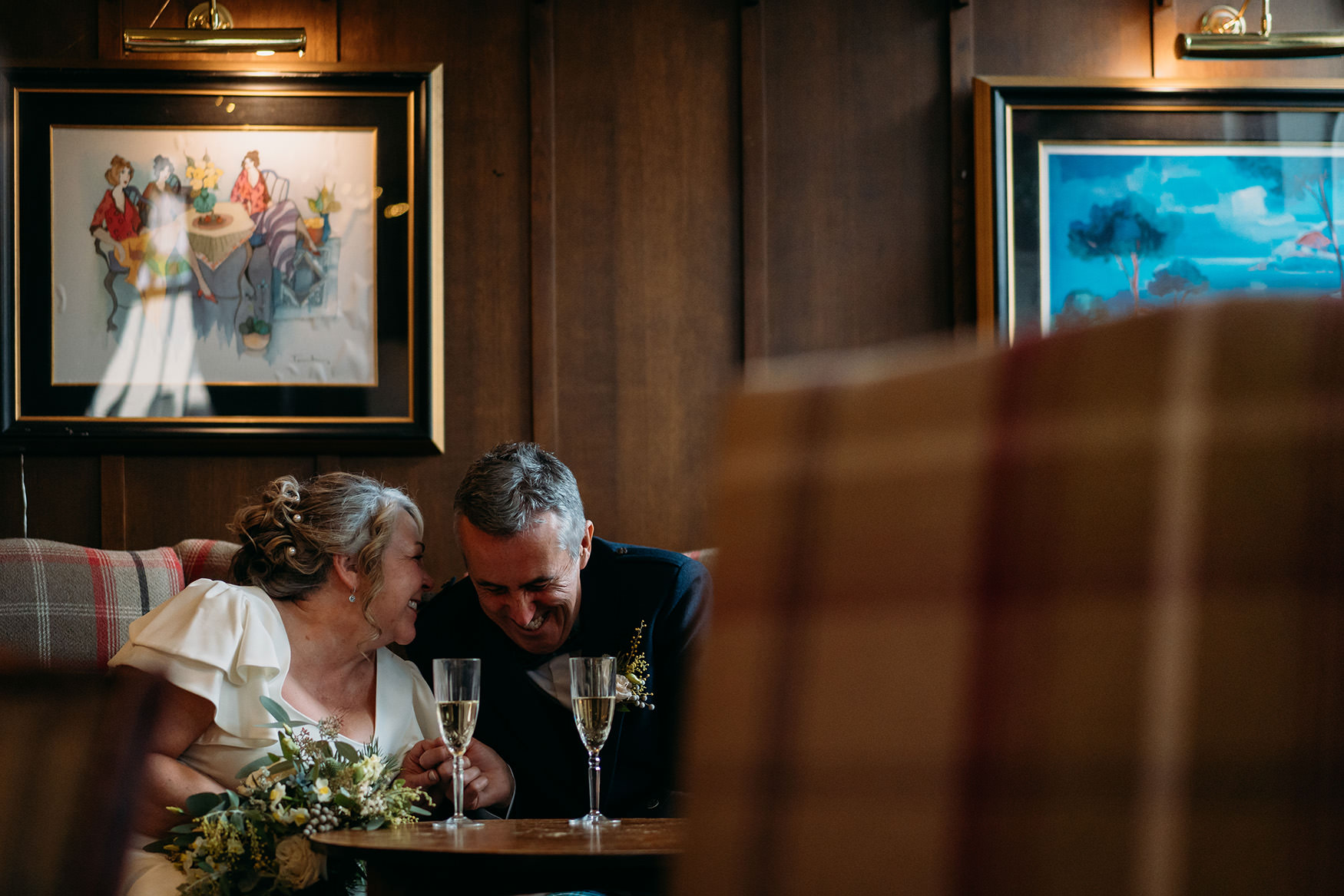 Couple share moment at the Buttery Glasgow micro wedding