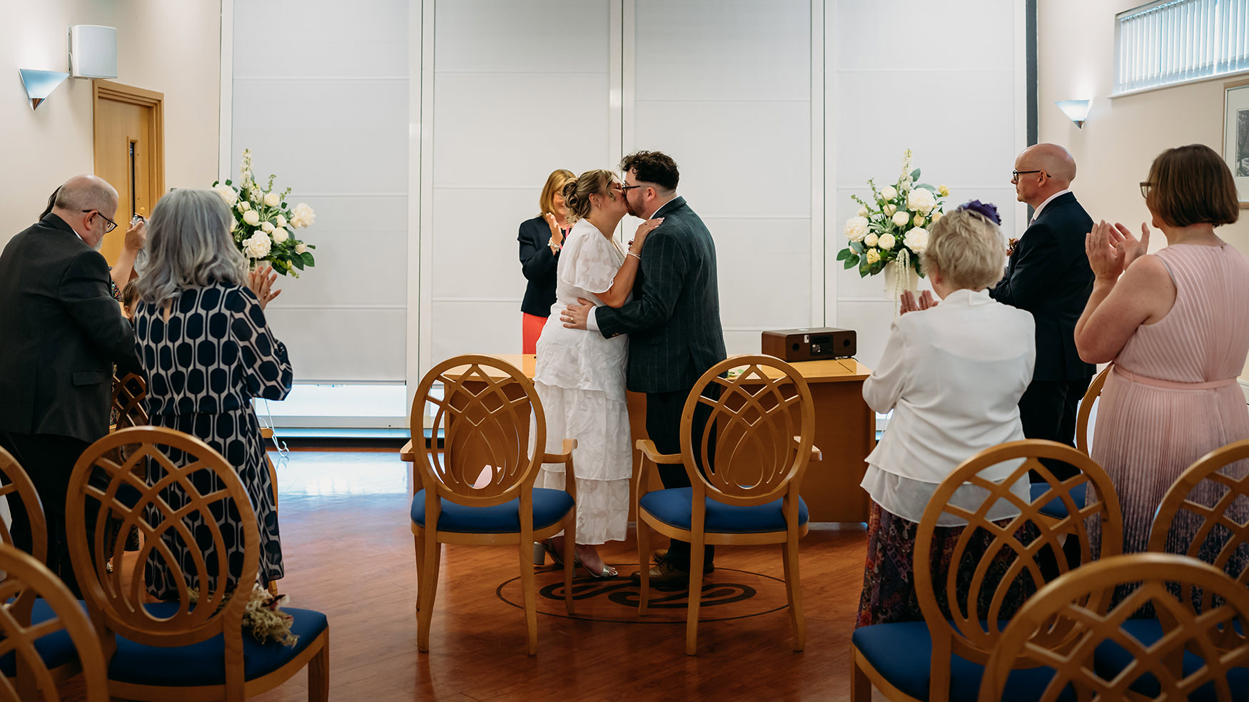 First kiss at Paisley registry office wedding