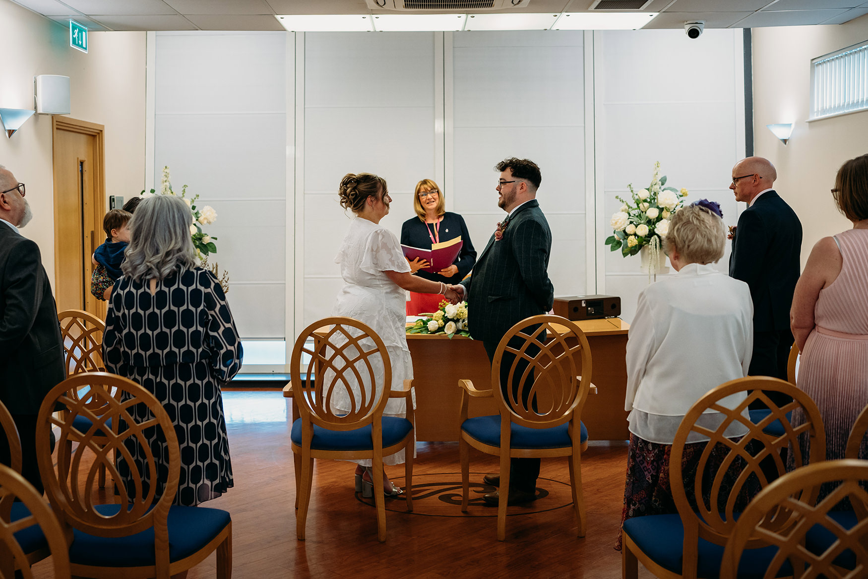 bride and groom at their Paisley registry office wedding ceremony