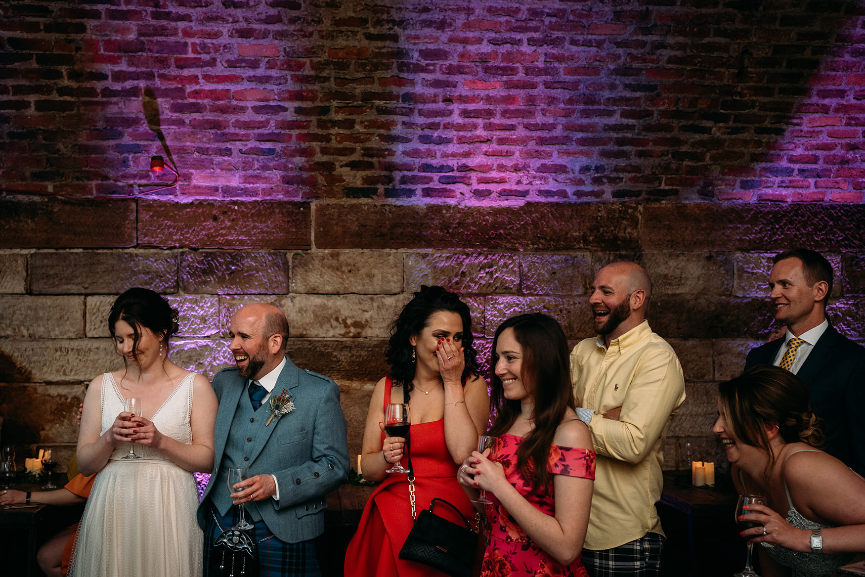 bride and groom embarrassed by speeches at their Platform Glasgow wedding