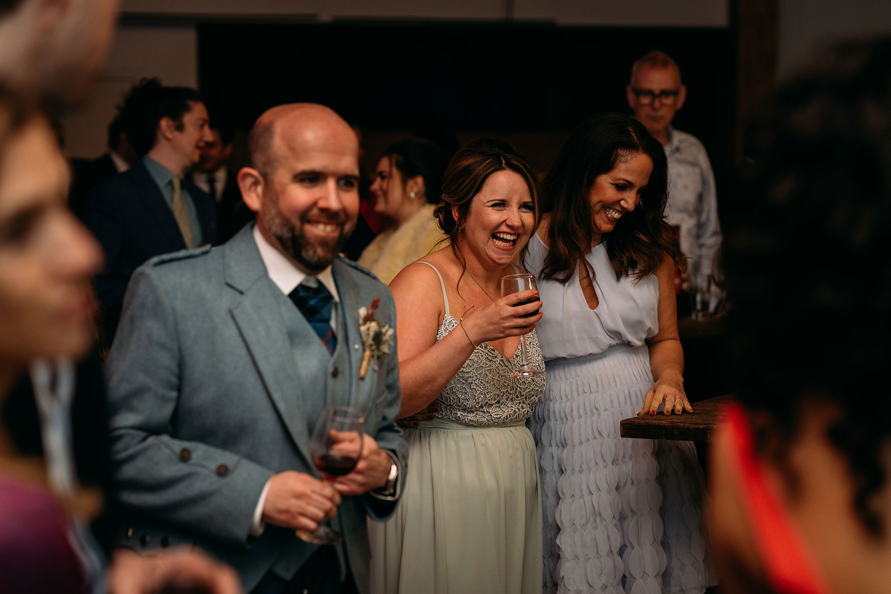 guests laughing at best mans speech at Platform Glasgow wedding