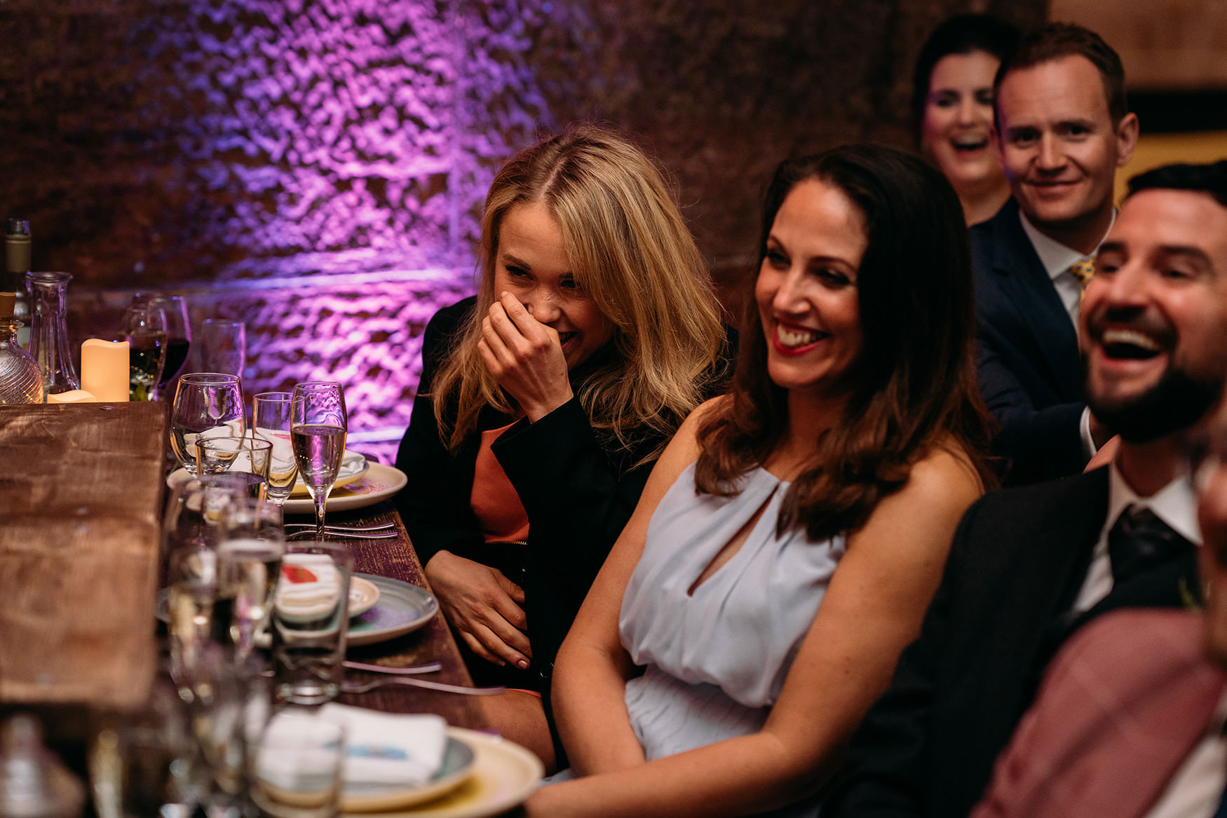 guest laughing at Platform Glasgow wedding