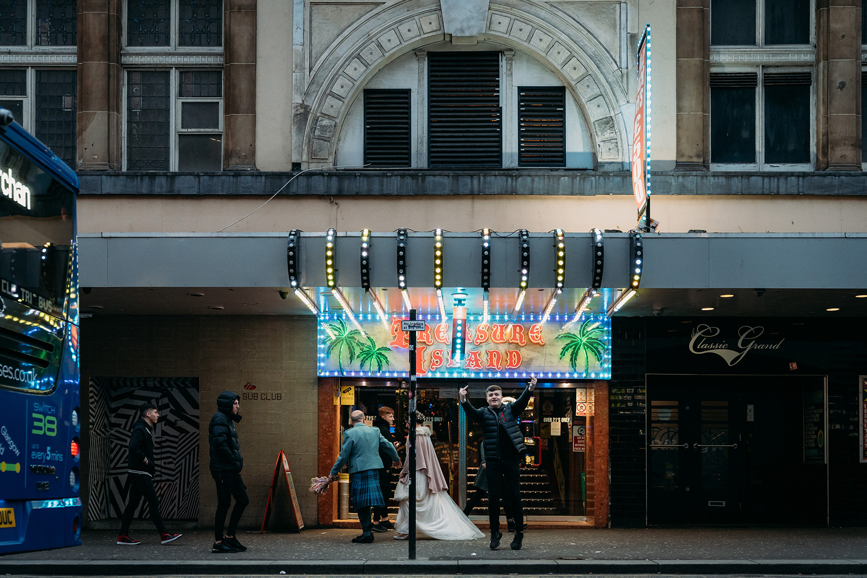 newlyweds at sub club during their Platform Glasgow wedding