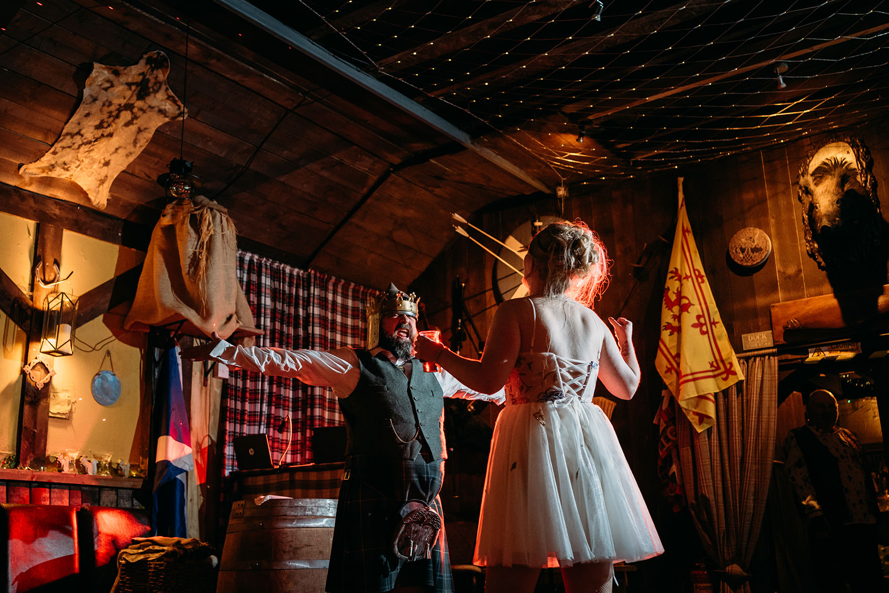 Bride and groom dancing at their wedding at The Gathering at Woodhead Farm