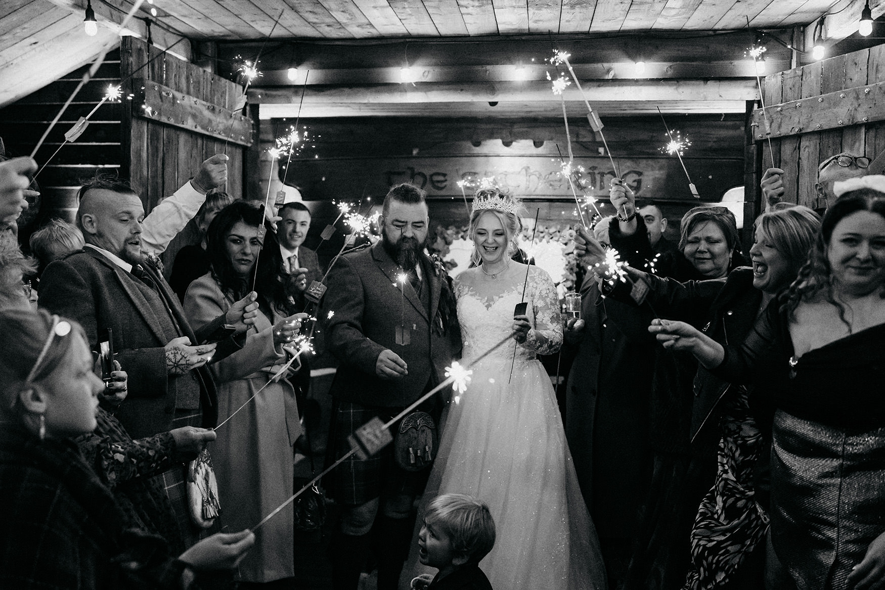 Sparklers at The Gathering at Woodhead Farm wedding